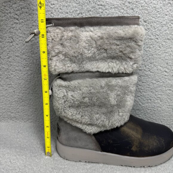 UGG Boots Womens 8 Shoes Metal Grey Reykir Waterproof Shearling Winter Booties - Picture 11 of 11